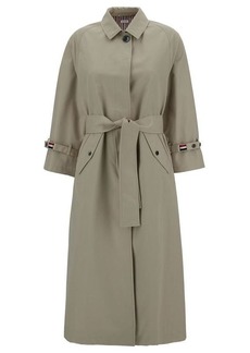 Thom Browne Beige Trench Coat with Matching Belt in Waterproof Cotton Woman