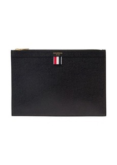 Thom Browne Black Document Holder with Grained Texture and Web Detail in Leather Man