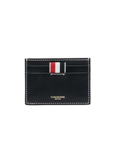 Thom Browne Blue Card-Holder with Tricolor Detail and Embossed Logo in Smooth Leather Man