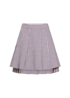 Thom Browne Check Printed Crepe Pleated Mini Skirt