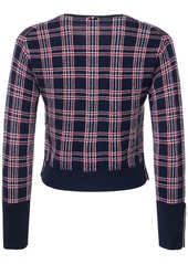 Thom Browne Checked Cashmere Knit Cropped Cardigan