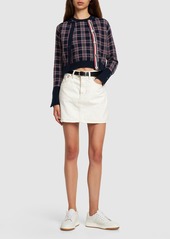 Thom Browne Checked Cashmere Knit Cropped Cardigan