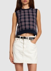 Thom Browne Checked Cashmere Knit Cropped Vest