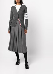 Thom Browne Classic V-Neck Cardigan In Cashmere With White 4-Bar Sleeve Stripe