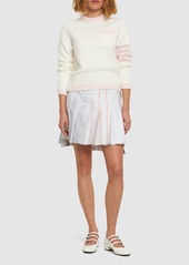 Thom Browne Cotton Knit 4 Stripe Sweater W/ Pocket