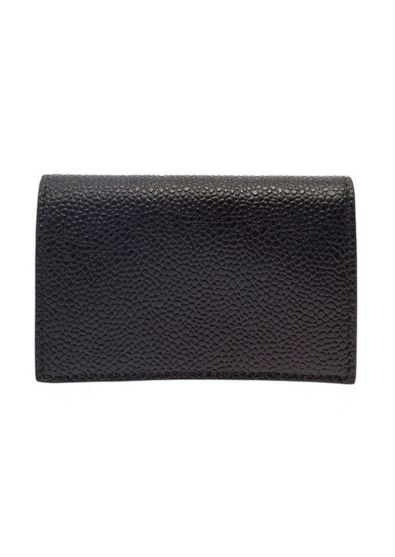 Thom Browne DOUBLE CARD HOLDER IN PEBBLE GRAIN LEATHER