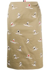 Thom Browne embroidered surf pencil skirt