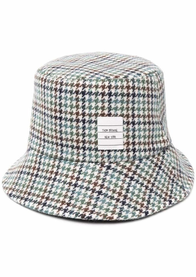 Thom Browne houndstooth name tag appliqué bucket hat