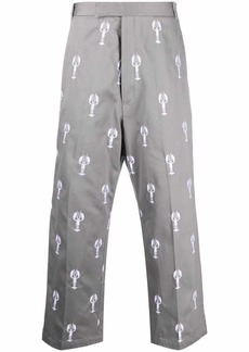 Thom Browne lobster-embroidered satin trousers