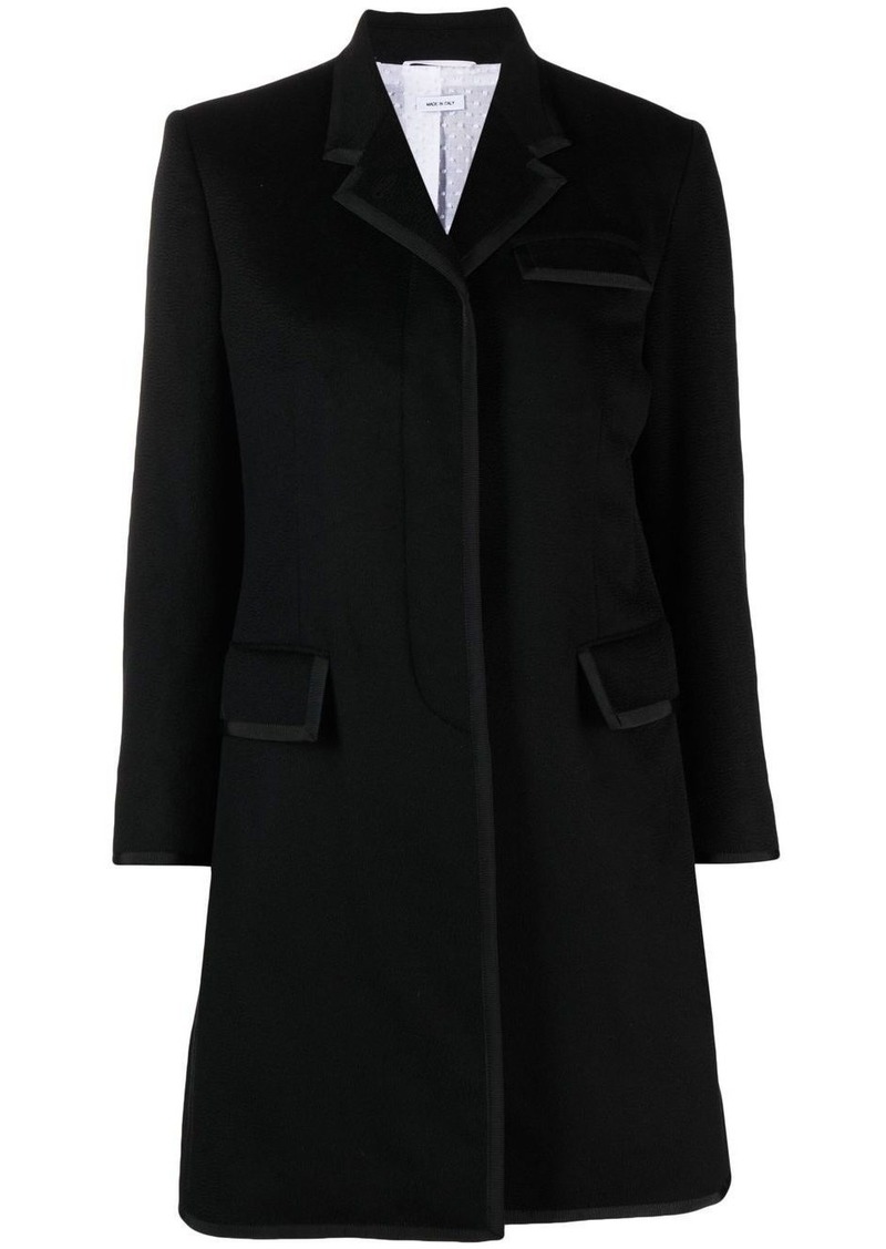 Thom Browne long grosgrain ribbon-trim coat