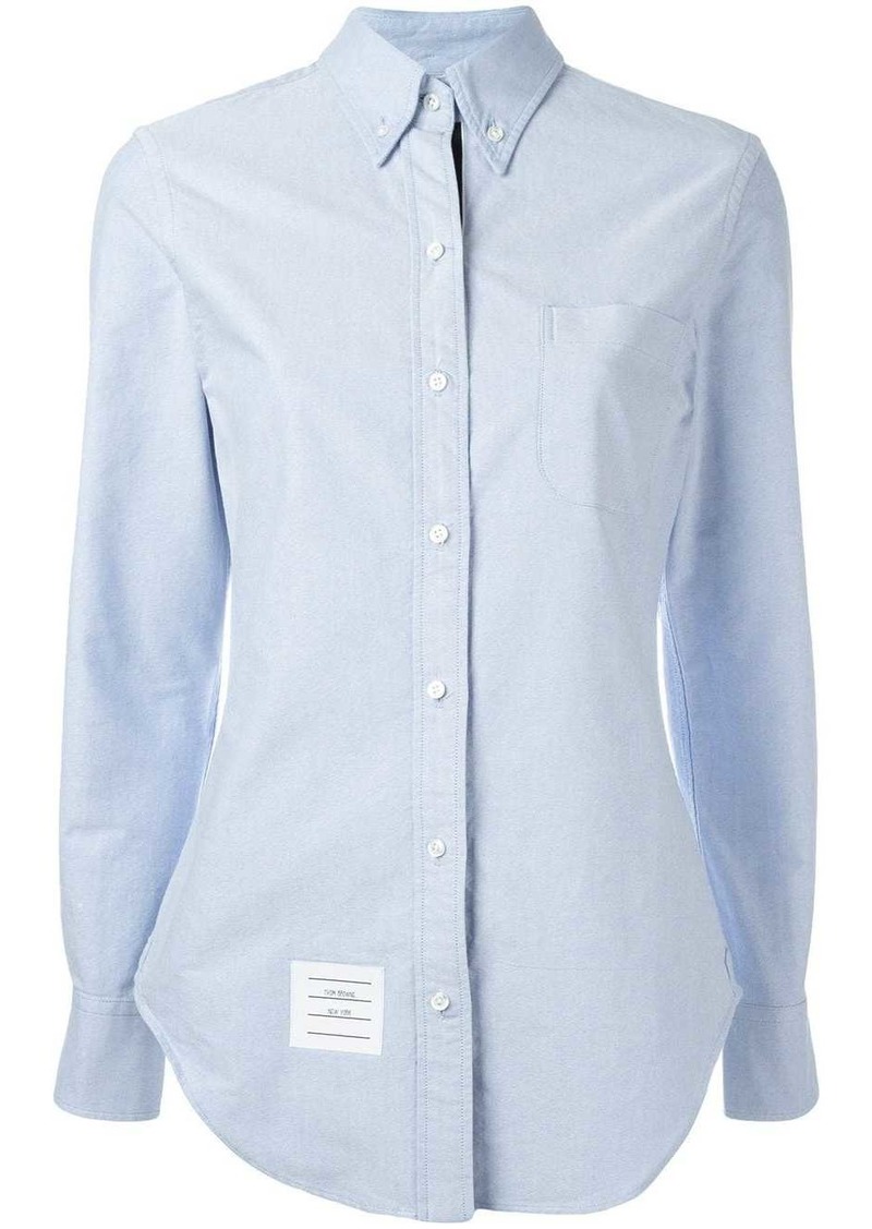 Thom Browne Long Sleeve Shirt Grosgrain Placket In Blue Oxford