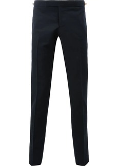 Thom Browne Low Rise Skinny Trouser With Red, White And Blue Selvedge Back Leg Placement In School Uniform Plain Weave