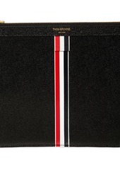 Thom Browne Medium Stripes Pebbled Leather Pouch