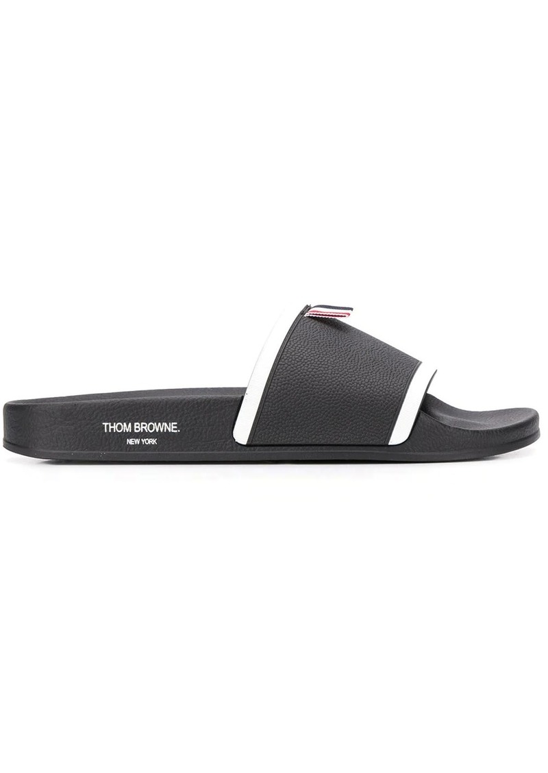 Thom Browne grosgrain loop tab pool slides