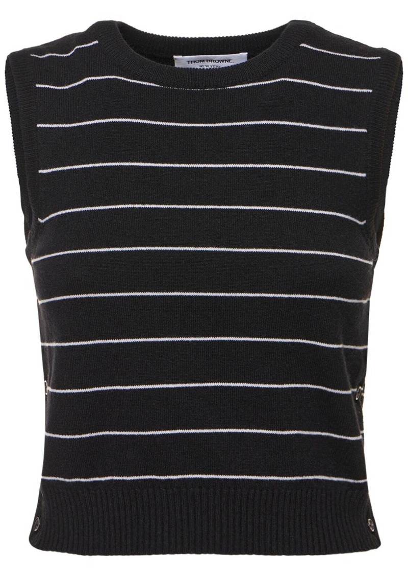 Thom Browne Pinstripe Cashmere Knit Cropped Vest