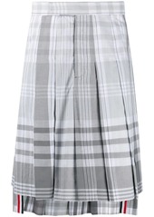 Thom Browne plaid Madras-print pleated skirt