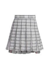 Thom Browne Pleated Organza Ribbon Tweed Mini Skirt