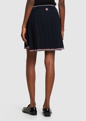Thom Browne Pleated Wool Blend Knit Mini Skirt