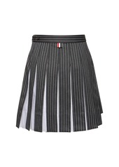 Thom Browne Pleated Wool Twill Mini Skirt