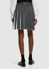 Thom Browne Pleated Wool Twill Mini Skirt