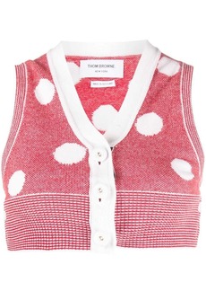 Thom Browne polka-dot jacquard cropped cashmere vest