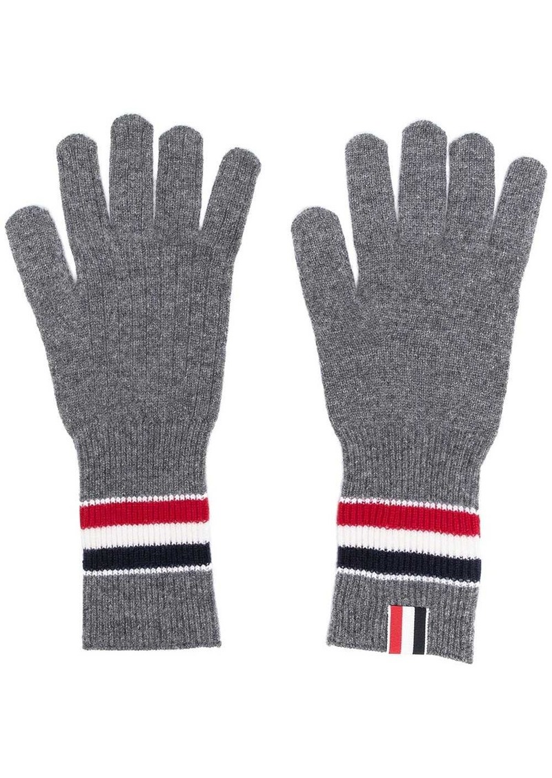 Thom Browne merino wool stripe rib gloves