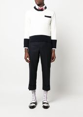 Thom Browne RWB-waistband cropped tailored trousers