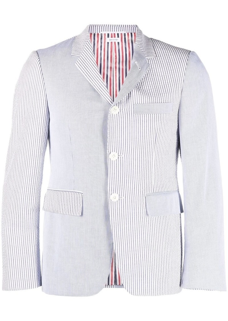 Thom Browne seersucker patchwork tailored blazer