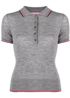 Thom Browne short-sleeved ribbed polo top