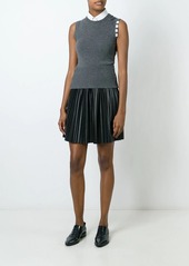 Thom Browne Sleeveless crew neck Shell Top With 4-Bar Stripe In Medium Grey Cashmere