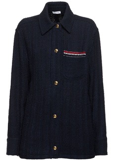 Thom Browne Solid Tweed Shirt Jacket W/ Pocket