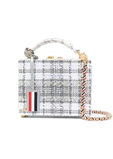 Thom Browne mini woven tartan tweed bag