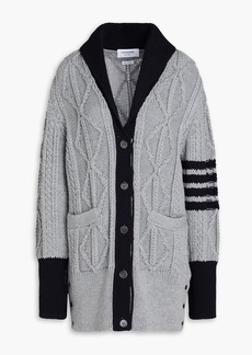 Thom Browne - Aran striped cable-knit wool cardigan - Gray - IT 36