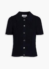 Thom Browne - Cable and pointelle-knit cotton cardigan - Blue - IT 40