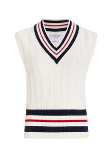Thom Browne - Cable-Knit Cashmere Vest - White - IT 36 - Moda Operandi