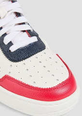 Thom Browne - Color-block pebbled-leather high-top sneakers - White - US 6