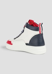 Thom Browne - Color-block pebbled-leather high-top sneakers - White - US 6