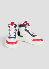 Thom Browne - Color-block pebbled-leather high-top sneakers - White - US 6