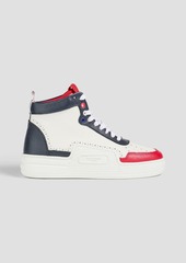 Thom Browne - Color-block pebbled-leather high-top sneakers - White - US 6