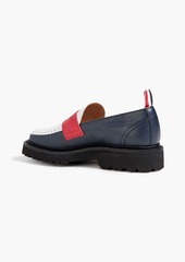 Thom Browne - Color-block pebbled-leather loafers - Blue - EU 37