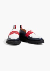 Thom Browne - Color-block pebbled-leather loafers - Blue - EU 37