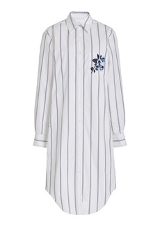 Thom Browne - Embroidered Cotton Midi Shirt Dress - White - IT 38 - Moda Operandi