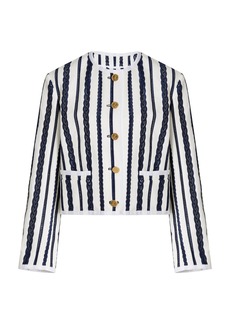Thom Browne - Embroidered Cotton-Twill Jacket - Navy - IT 42 - Moda Operandi
