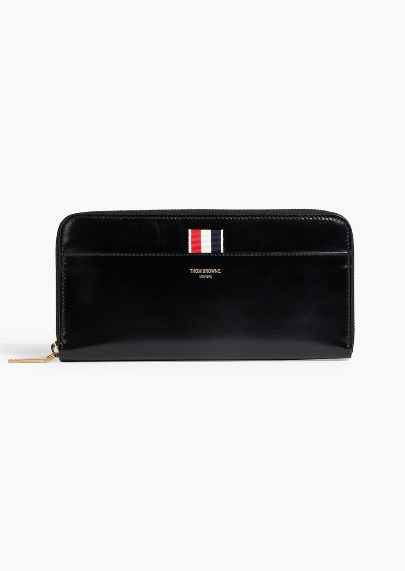 Thom Browne - Glossed-leather continental wallet - Black - OneSize