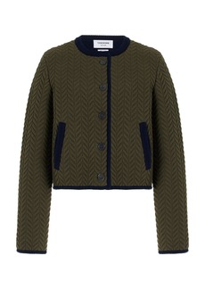 Thom Browne - Herringbone Quilted Wool-Blend Jacket - Green - IT 40 - Moda Operandi