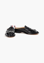 Thom Browne - Kilt Varsity fringed glossed-leather mules - Black - EU 38