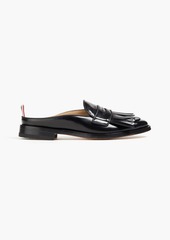 Thom Browne - Kilt Varsity fringed glossed-leather mules - Black - EU 38