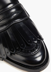 Thom Browne - Kilt Varsity fringed glossed-leather mules - Black - EU 38