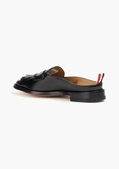 Thom Browne - Kilt Varsity fringed glossed-leather mules - Black - EU 38