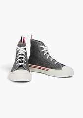 Thom Browne - Leather-trimmed tweed high-top sneakers - Gray - US 9